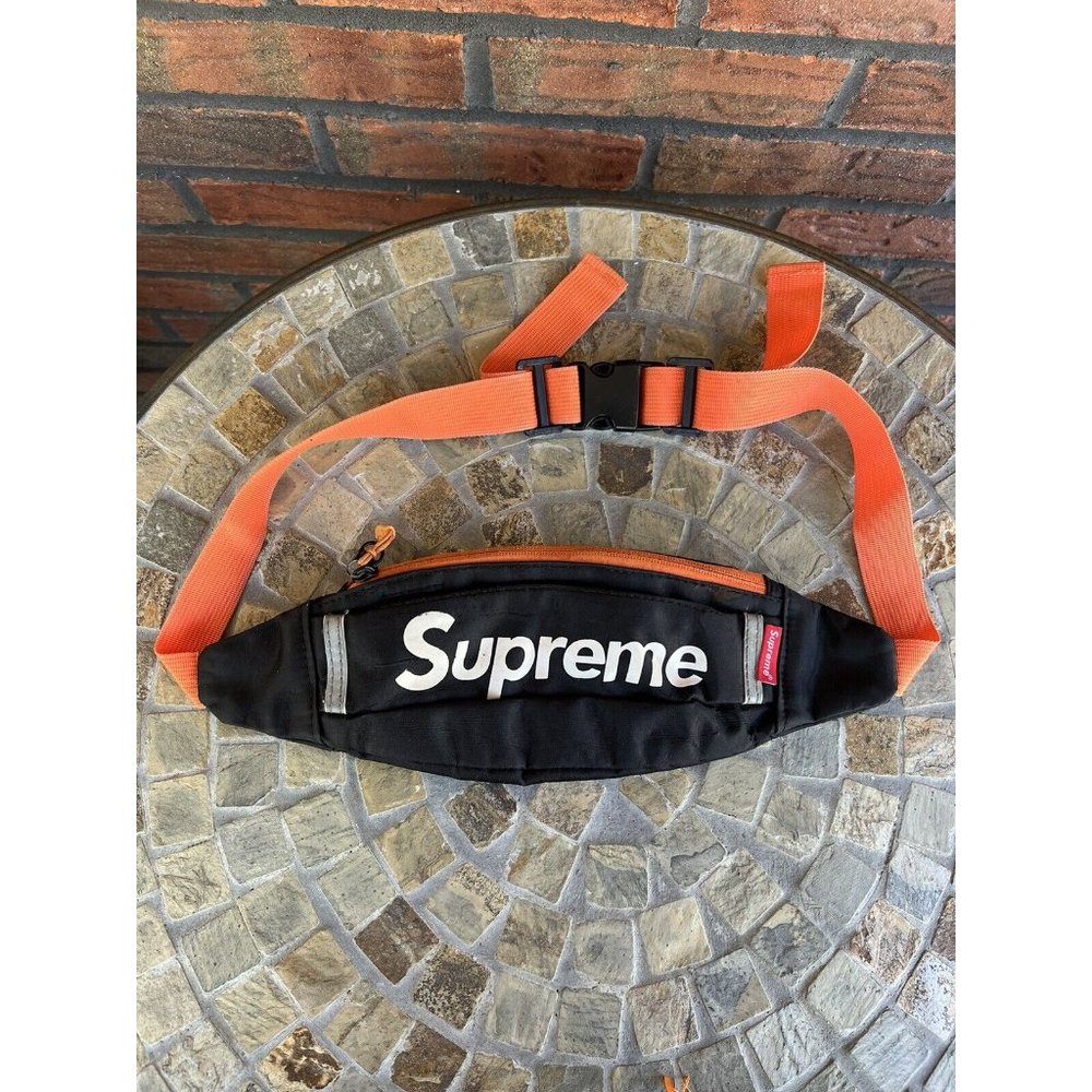 Supreme Fanny Pack Orange Black Adjustable Strap Clip Buckle Waist Bag